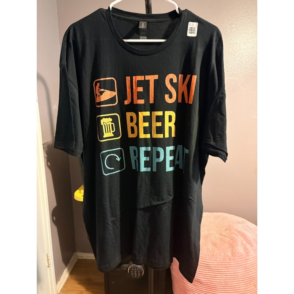 Gildan Men's Jet Ski, Beer, Repeat Black T-Shirt Sz XL